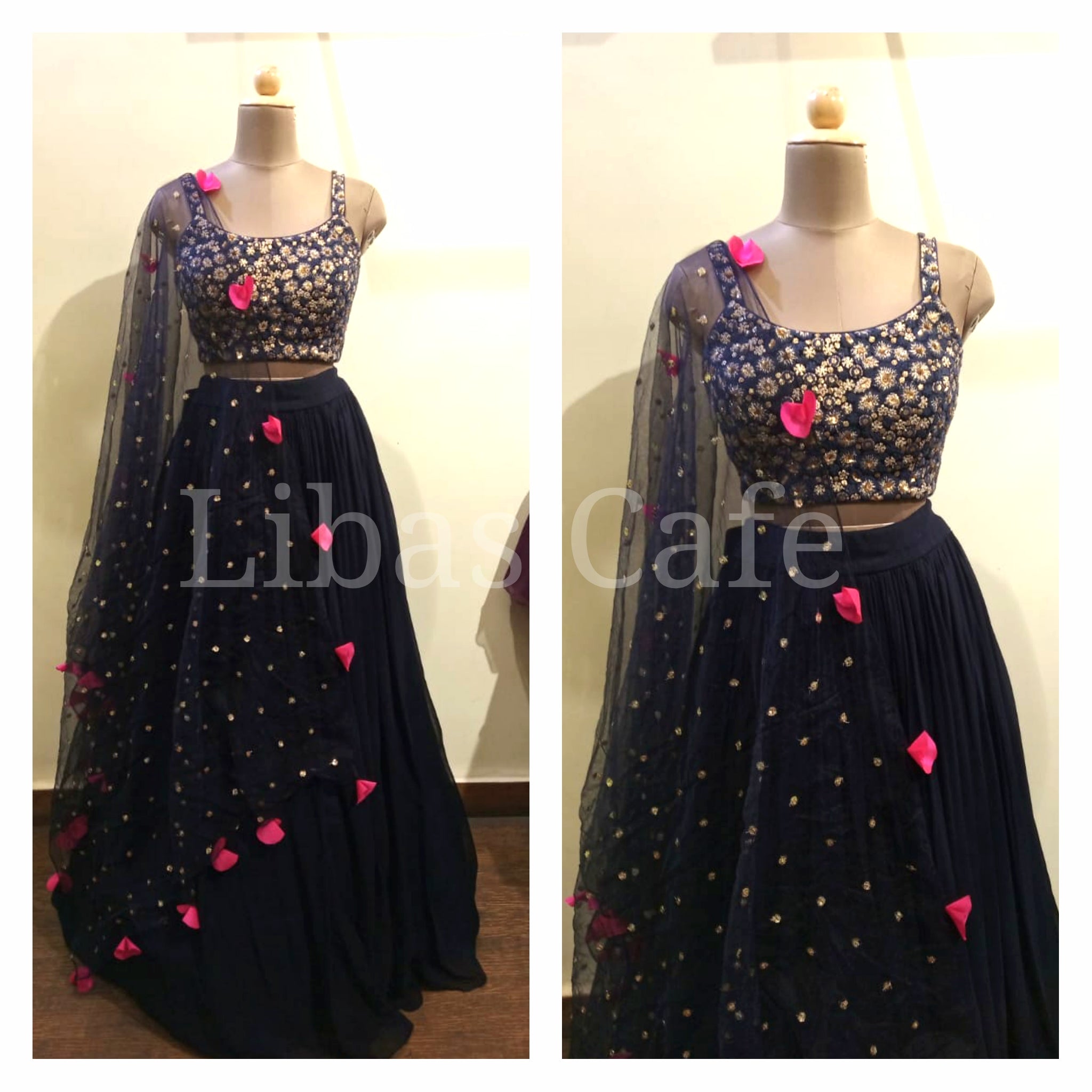 Navy Blue Strap Lehenga